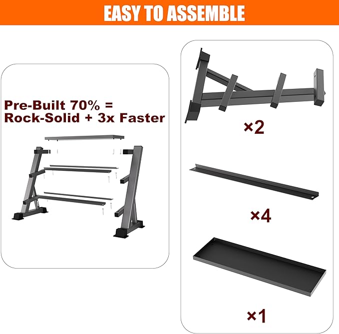 Heavy Duty 3 Tier Dumbbell Rack Stand, 1200LBS Weight Rack for Home Gym, Dumbbell and Kettlebell Storage with Adjustable Width, Stand Only