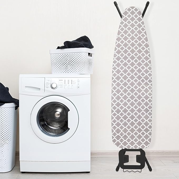 Ironing Board Cover and Pad, 18x49 Extra Wide Thick Iron Padding, Scorch & Stain Resistant Ironing board cover, Heavy Duty Iron Board Padded with Adjustable Fasteners Durable Elastic Edge, Quatrefoil