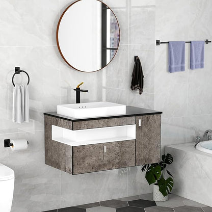 4 Pieces Bathroom Hardware Set, 32 inch Towel Bar, Matte Black Bathroom Accessories Set, Towel Racks for Bathroom, Robe Towel Hooks, Toilet Paper Holder Wall Mounted