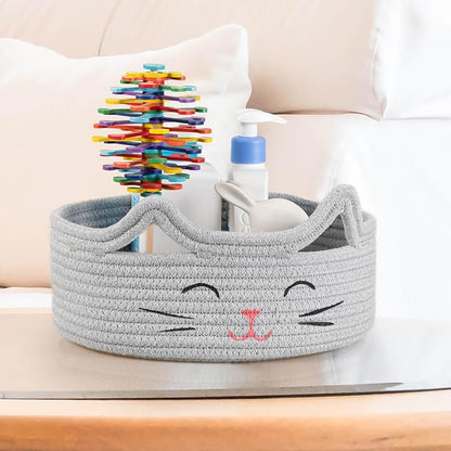 ZLG Small Cat Storage - Cute Rope Basket for Dog Toy, 9.8 x 4 inches