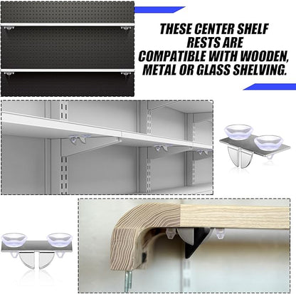Tandefio 50 Pcs Center Shelf Rest Clip with Rubber Cushion, Galvanized Metal Glass Shelf Brackets Balancing Clip for Brackets to Hang Glass, Metal, Wood