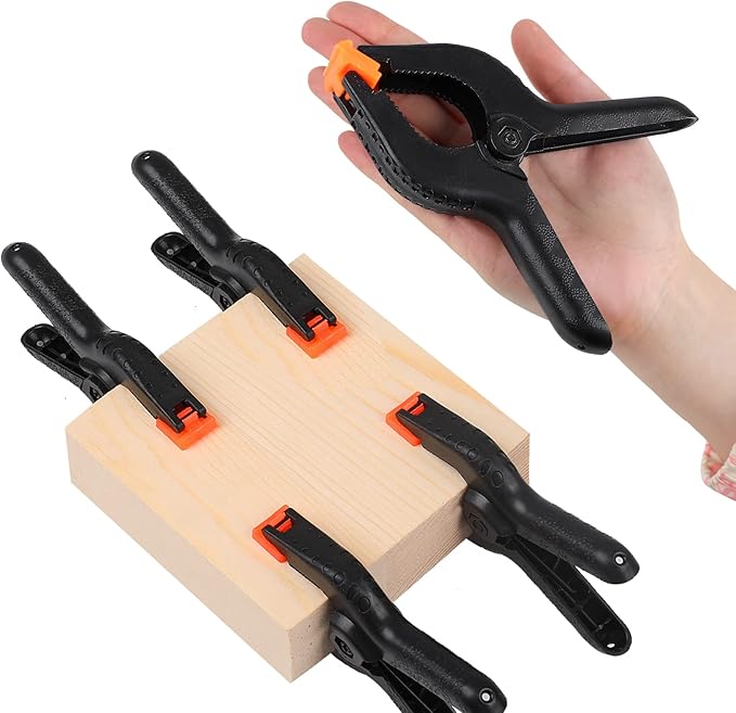 4 Pack Spring Clamps, 6inch Plastic Clips, Backdrop Clips, Big Clamps Heavy Duty, Spring Clips for Crafts, Backdrop Stand, Woodworking, Photography Studios (Black)