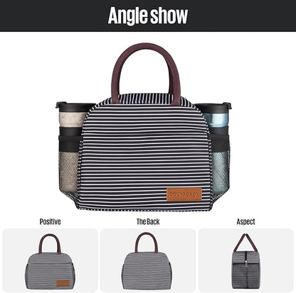 Lunch Bag Women/Men Lunch Box Women/Men (white&black stripe)