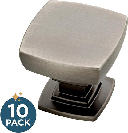 Franklin Brass (10-Pack) – Heirloom Silver Cabinet Knobs for Dressers, Drawers, Kitchen Cabinet Door, Vanity, Furniture, Closet Knobs, 1-1/8 Inch Square | Webber