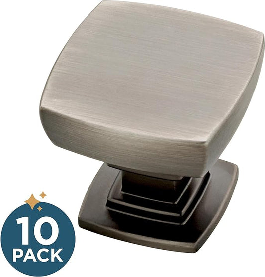 Franklin Brass (10-Pack) – Heirloom Silver Cabinet Knobs for Dressers, Drawers, Kitchen Cabinet Door, Vanity, Furniture, Closet Knobs, 1-1/8 Inch Square | Webber