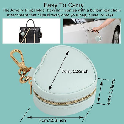 Jewelry Ring Holder Box Keychain,Portable Heart-Shaped Gym Travel Jewelry Case,Small Organizer Mini Ring Earring Stud Necklace Storage Case
