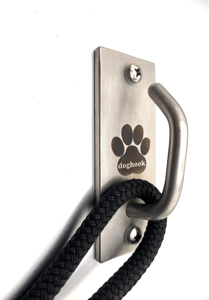 Canine Hitch- Secure Dog Leash Parking Mounted Indoor – Outdoor Wall Hook - Tie Out Stainless Steel Practical Lead Management for Home & Business, Standard Size