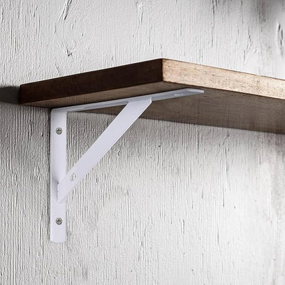 8 Pcs Heavy Duty Shelf Brackets, Floating Metal Shelf Brackets, L Shaped Shelves Support Angle Brackets for Heavy Duty Floating Shelves (9.84 x6.29 inch White)