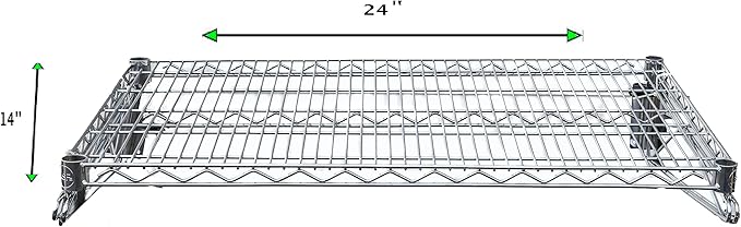 Heavy Duty Chrome Wire Storage Wall Shelf | Wall-Mounted Commercial Shelf for Kitchen, Pantry, Garage, Restaurant (14" x 24")