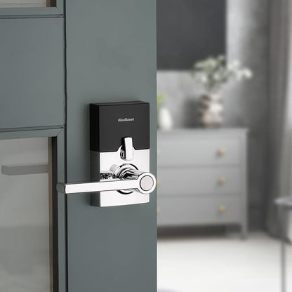 Kwikset SmartCode 917 Keypad Keyless Entry Contemporary Residential Electronic Lever Lock Deadbolt Alternative with Halifax Door Lever and SmartKey Security, Polished Chrome
