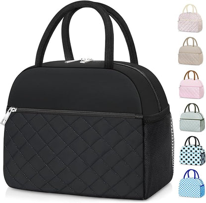 Lunch Bag Lunch Box for Women Men Insulated Reusable Large Lunch Tote Bag Adult Leakproof Simple Cooler Bag for Office Work Picnic Beach or Travel, Black