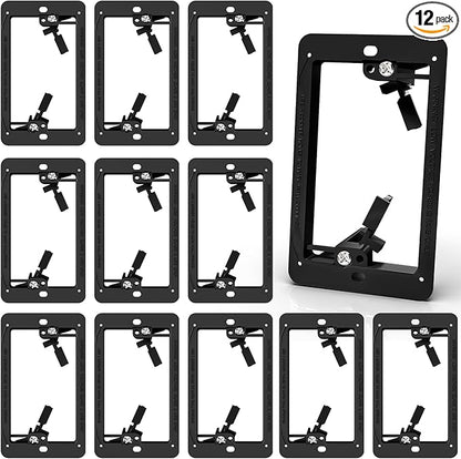 12 Pack Low Voltage Mounting Bracket 1 Gang for Ethernet Wall Plate, Low Voltage Box for Telephone Cord, Network Cable, Hdmi Cable, Coax Cable, and Speaker Wire, Black