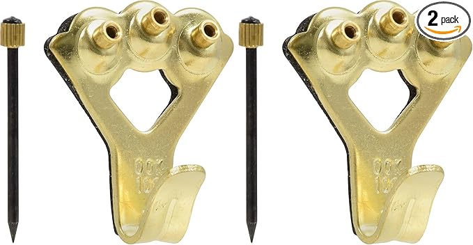 OOK 533050 Professional Picture Hangers, Art Hangers, Padded, Brass, Reusable Picture Hooks, 100lb (1 Set) , Black (Pack of 2)