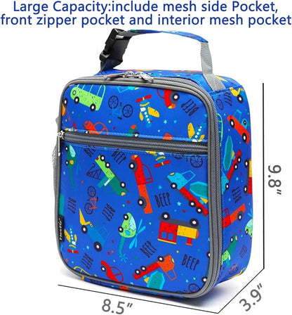 FlowFly Kids Lunch box Insulated Soft Bag Mini Cooler Back to School Thermal Meal Tote Kit for Girls, Boys, Car