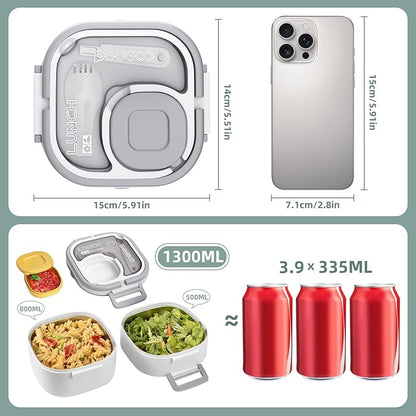 Stackable Stainless Steel Bento Box with Insulated bag,Leak-Proof,2-Tier Bento box,Lunch Box With Portable Sauce Pod and Cutlery-for Kids/Adult,Dishwasher Safe,White
