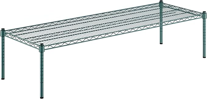 21" x 60" x 14" Green Epoxy Wire Storage Shelf, Dunnage Rack, Commercial 1 Tier Small Shelf