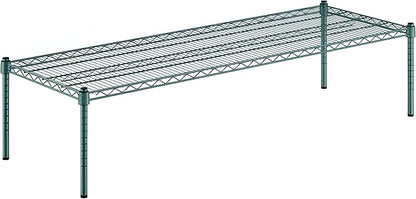 21" x 60" x 14" Green Epoxy Wire Storage Shelf, Dunnage Rack, Commercial 1 Tier Small Shelf