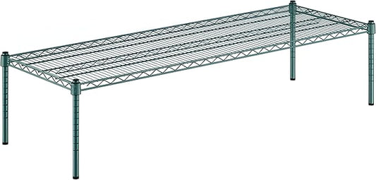 21" x 60" x 14" Green Epoxy Wire Storage Shelf, Dunnage Rack, Commercial 1 Tier Small Shelf