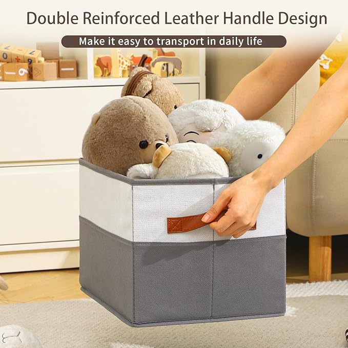8 Pack Large Storage Bins with Handle,Collapsible Storage Basket for Shelves,Fabric Closet Organizer for Organizing Clothes Blanket,Decorative Dorm Organizers and Storage