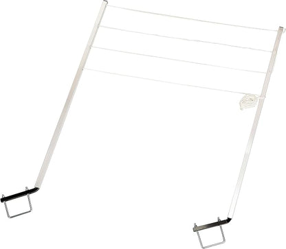 Stromberg Carlson CL-100 Bumper Mounted Clothesline - 48" aluminum foldable travel drying rack for RV Bumper, camper, and outdoor use; 84" hanging space, ideal RV clothesline and camping laundry rack.