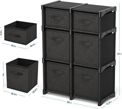 6-Cube Fabric Storage Organizer Shelf for Bedroom, Playroom and More - Sturdy DIY Cubbies Shelves in Black