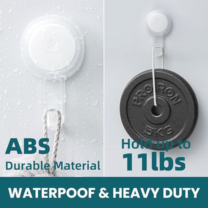 TAILI 4 Pack Powerful Suction Cup Shower Hooks for Towel, Loofah, 360° Rotatable Damage-free Hanging Versatile Wall Hooks for Inside Bathroom, Decoration, Removable Suction Holders, Easy to Use, Clear