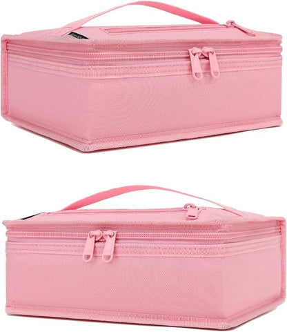 FlowFly Small Insulated Lunch box Portable Soft Bag Mini Cooler Thermal Meal Tote Kit with Handle for Work & School, Pink
