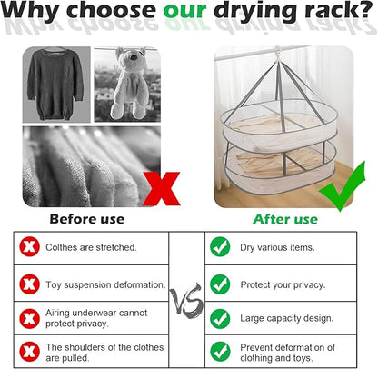 1 Tier Clothes Drying Rack Foldable, 31.5" Mesh Clothes Hanging Dryer, Space Saving Sweater Drying Rack, Laundry Rack,with Internal Fixation, for Clothes, Towels, Underwear, Indoor, Outdoor