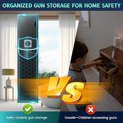 2-3 Gun Safe for Rifles and Pistols, No Assembly Required Gun Cabinet with Removable Shelf, Rifle safe with 180° Full Access Door, Gun Safes with Password Lock, Alarm System & Mute Mode
