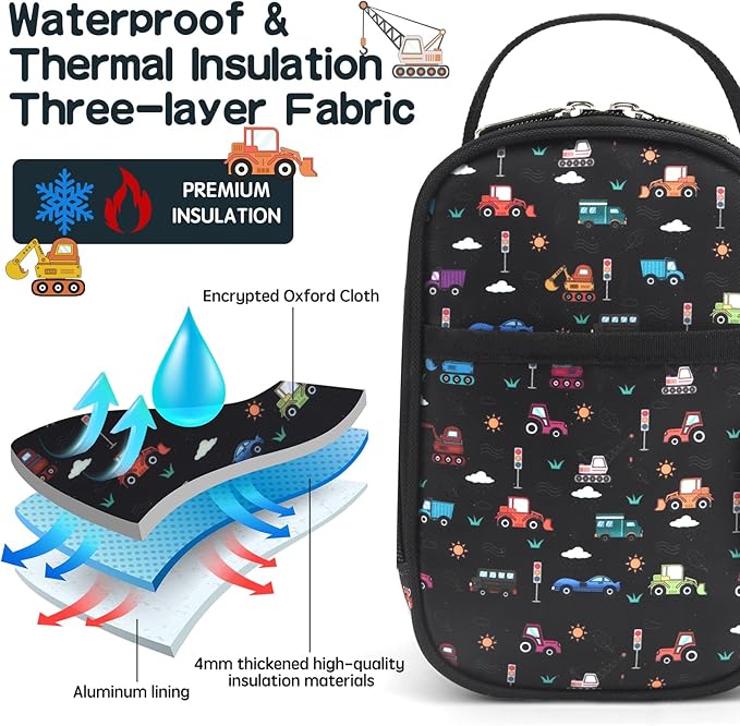 Small Insulated Lunch Bag- Snack Bag- Mini Cooler Bag with Handle for Travel,Work,School(Storage Space below 20oz)- Also Suitable for Pairing with Food Jar