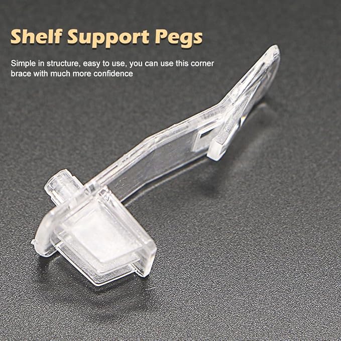 20Pcs Plastic Locking Shelf Support Peg,Easy Install Shelf Support Pin Clip,Self-Locking Bracket Clip,Clear Shelf Peg for Furniture,Shelf,Supplies,Bookshelf,Closet,Cabinet ﻿
