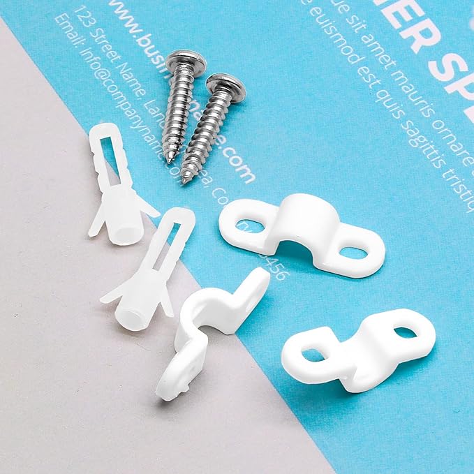 BokWin 24 Sets Wire Shelf Back Wall Clip,White Wire Shelf Loop Clips for Concrete Installation（120）
