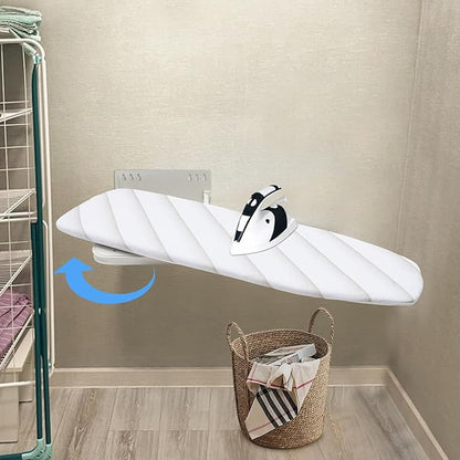 Wall Mounted Ironing Board, Foldable Iron Board with Heat Resistant Cover in Wall White Foldable Ironing Board Space Saving for Home Laundry Room