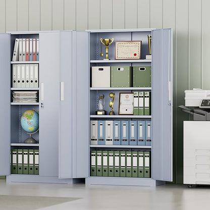 INTERGREAT Metal Storage Cabinet, 72" H Lockable Steel Cabinets with Locking Doors, Storage Locker with Adjustable Shelves for Office, Home, Garage, Gym, School (Cement Grey)
