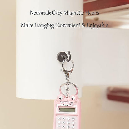 Neosmuk Magnetic Hooks, Heavy Duty 85lb+ Strong Magnet Hook for Cruise Cabins, Cruise Ship Essentials for Hanging, Metal Wall Refrigerator Hangers (Grey, 10 Pack)