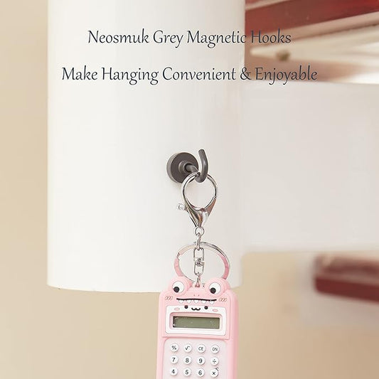 Neosmuk Magnetic Hooks, Heavy Duty 85lb+ Strong Magnet Hook for Cruise Cabins, Cruise Ship Essentials for Hanging, Metal Wall Refrigerator Hangers (Grey, 10 Pack)