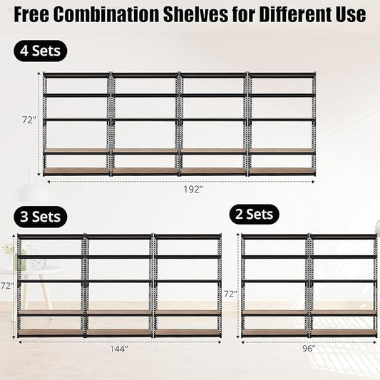 GarveeHome Heavy Duty Storage Shelves - 5 Tier 48 * 18 * 72 in, Adjustable Garage Storage Shelving, Metal Storage Utility Rack Shelf Unit