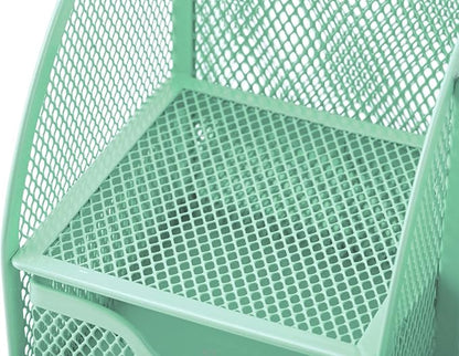 Annova Mesh Desk Organizer Office with 7 Compartments + Drawer/Desk Tidy Candy/Pen Holder/Multifunctional Organizer (Green23)