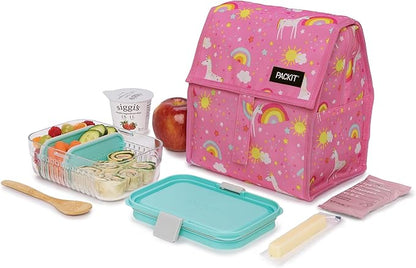 PackIt® Freezable Lunch Bag, Unicorn Dream Pink, Built with EcoFreeze® Technology, Foldable, Reusable, Zip and Velcro Closure with Buckle Handle, Designed for Work Lunch and Fresh Lunch On the Go
