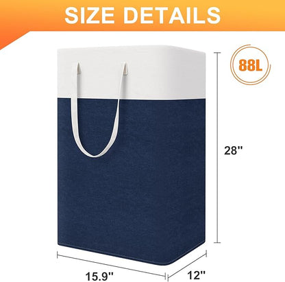 laundry basket 3-Pack, laundry hamper, Hamper with handles, collapsible laundry baskets, Waterproof dirty clothes hamper, Towel Storage for Home or Dorm, 88L-Blue