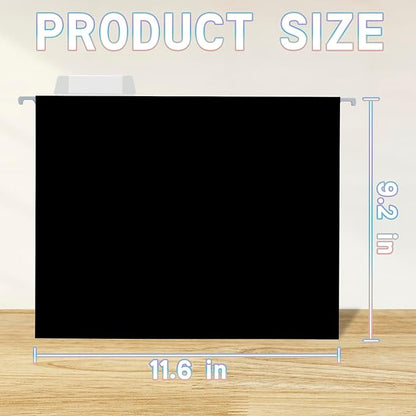 50 Packs Hanging File Folders Black,Letter Size 8.5x11,Hanging File Folders with 1/5-cut Tabs,File Folders for Filing Cabinet,Ideal Office, School Classroom Supplies