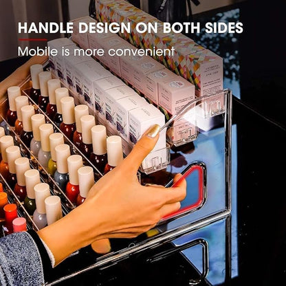 Nail Polish Organizer 84 Bottles of 7 Layers Sunglass Organizer Acrylic Display Rack Eyeglasses Storage Essential Oils Holder Makeup Organizer No Tool Needed Assembly, Clear (2 Pack)