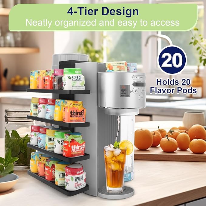 Flavor Pods Holder for Ninja Thirsti - 5-tier Holds 20 Flavore Water Drops Storage Rack for Ninja Thirsties WC1001/WC1002 Drink System Soda Machine, Soda Maker Syrup Holder Accessories(Shelf Only)