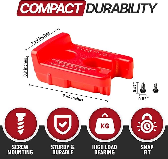 3 Pack Tool Holder for Milwaukee M18/18v Cordless Tools - Snap Fit Tool Organizer for Milwaukee Drill Holder & Wall Mount for Milwaukee Tool Holder with 6 Screws - Easy to Install, Screw in & Lock