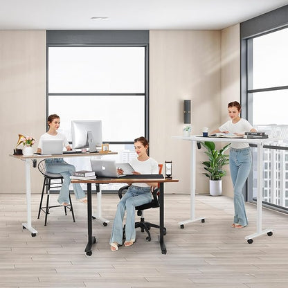 farexon 48 x 24 inch Standing Desk Electric Adjustable Height with Charging Station,USB Outlets, Stand up Desk with Wheels, Preset Heights Home Office Gaming Computer Workstations Table(White)