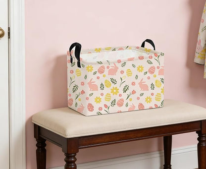 Essme Rectangular Easter Baskets,Kids Storage Basket with Handles for Easter Room Decor, Boys Box,Cute Storage Bin.