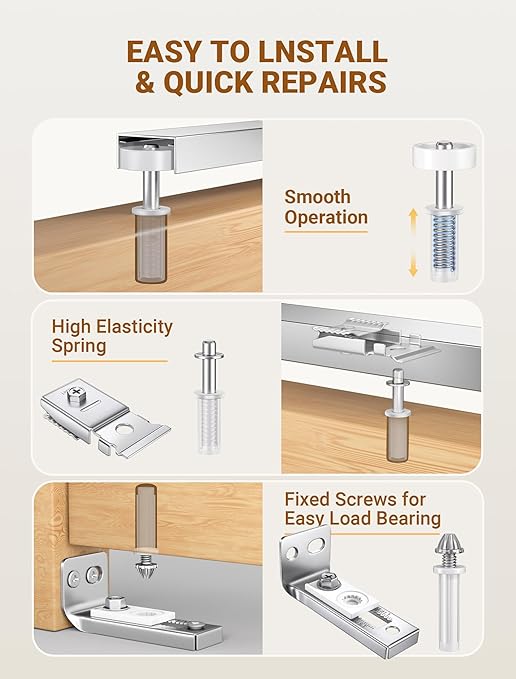 Bifold Door Hardware Repair Kit, 2 Set Bi-fold Sliding Closet Doors Replacement Parts with Top & Bottom Brackets, Pivots & Guides Wheel, Closet Door Hardware Kit for Folding Pocket & Accordion