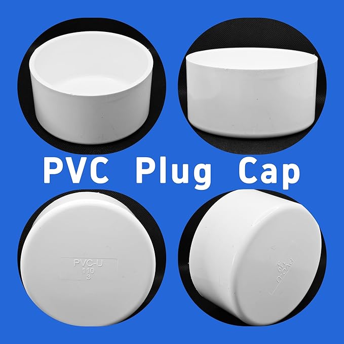 4 Inch PVC End Caps(Not SCH40), White Furniture Grade Socket Plugs Adapter, PVC Pipe Fitting Covers for Greenhouse Frames & Shelving Systems(110mm Inner Diameter)