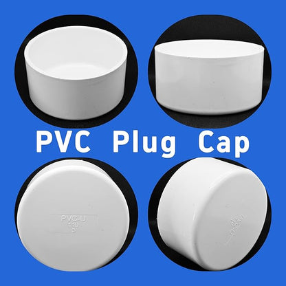 4 Inch PVC End Caps(Not SCH40), White Furniture Grade Socket Plugs Adapter, PVC Pipe Fitting Covers for Greenhouse Frames & Shelving Systems(110mm Inner Diameter)