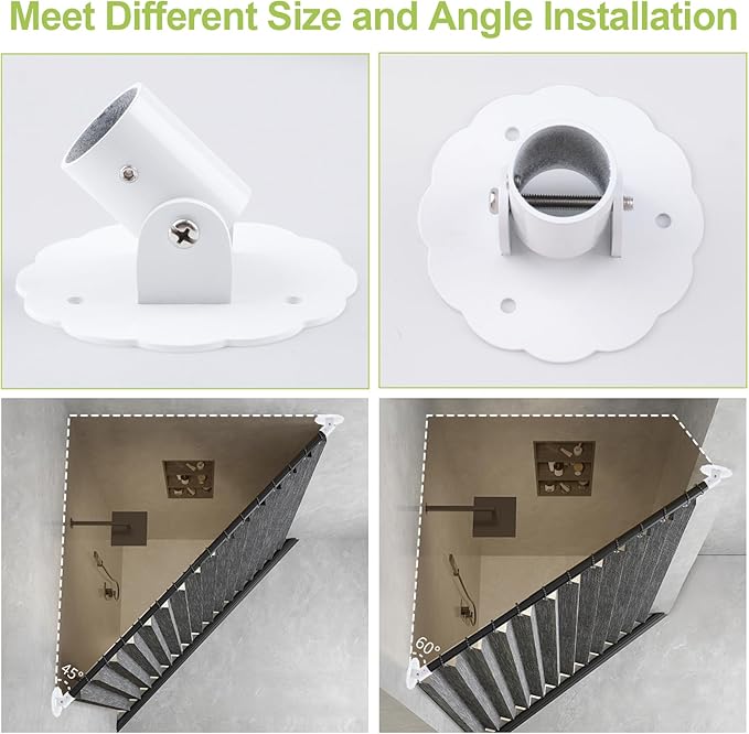 Flower-Shape Shower Curtain Rod Bracket, 2Pcs Telescopic Metal Shower Drape Rod Swivel Flange Curtain Pole Wall-Mount Bracket (White,26mm)